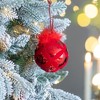 TopComfy Decorative Object Glass Christmas Ball Ornaments Flocking Feather Painting Set for Holiday Decor, Red, 3.9"*3.9"*3.9" - 4 of 4