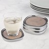Nambé Sandstone Coaster Set – Set of 4 Modern Square Drink Coasters Featuring Alloy Trim, Durable Absorbent Stone Protectors - 2 of 4