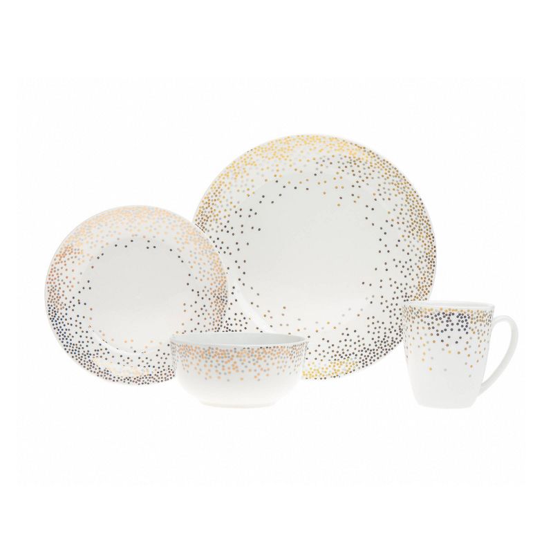 16pk Porcelain Alora Glam Dinnerware Set - Godinger Silver, 1 of 5