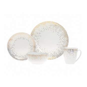 16pk Porcelain Alora Glam Dinnerware Set - Godinger Silver
