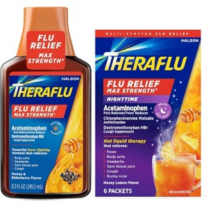 Theraflu Flu Relief Max Strength Daytime Formula Liquid Medicine, Honey & Elderberry Flavor, 8.3 Oz - 1 of 4