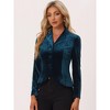 INSPIRE CHIC Women's Notched Lapel Long Sleeve Office Button Velvet Suit Blazer - 3 of 4