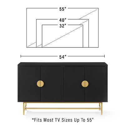 Blair 54" Matte Black and Gold Mid-Century Modern Sideboard