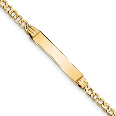 Black Bow Jewelry 14k Yellow Gold 7/8 Inch Plate I.D. Bracelet with Lobster Clasp, 7 In.