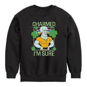 Boys' - SpongeBob Squarepants - Charmed I'm Sure Graphic Long Sleeve Fleece Sweatshirt - 1 of 4