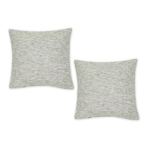 2pc 18"x18" Tonal Recycled Cotton Square Throw Cover Sage/Off-White - Design Imports: Indoor Faux Linen, Zippered - 1 of 4