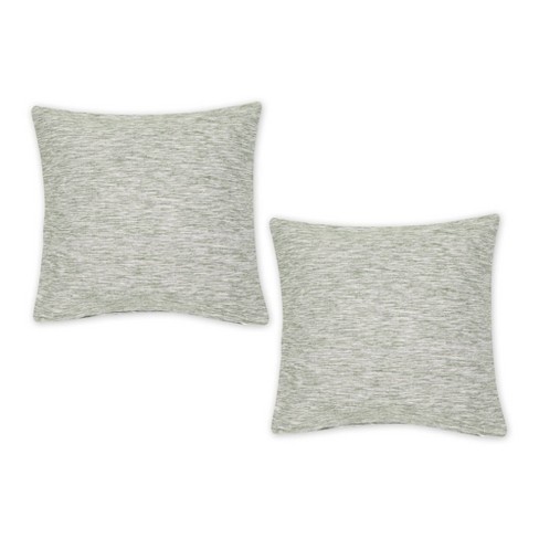 2pc 18"x18" Tonal Recycled Cotton Square Throw Cover Sage/Off-White - Design Imports: Indoor Faux Linen, Zippered - image 1 of 4