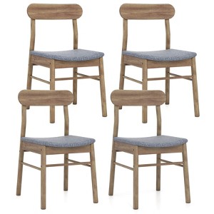 Costway 2/4 PCS Dining Chair Fabric Upholstered Kitchen Armless Chairs with Rubber Wood Frame - 1 of 4