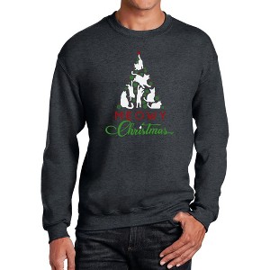 LA Pop Art Meowy Christmas Tree - Men's Word Art Crewneck Sweatshirt - 1 of 4