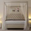 Full/Queen Size Canopy Bed Frame with Nailhead Decoration Headboard，Upholstered Bed Frame with Poles 4 Corner Bed Bracket,No Box Spring Needed - 4 of 4