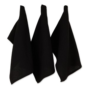 Design Imports  Recycled Cotton Waffle Dishtowel Set 6 Piece, 18X26", Black - 1 of 4