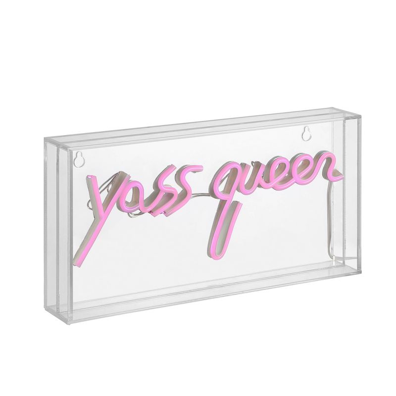 11.8&#34; Yass Queen Contemporary Glam Acrylic Box Pendant (Includes LED Light Bulb) Neon Pink - JONATHAN Y, 3 of 6