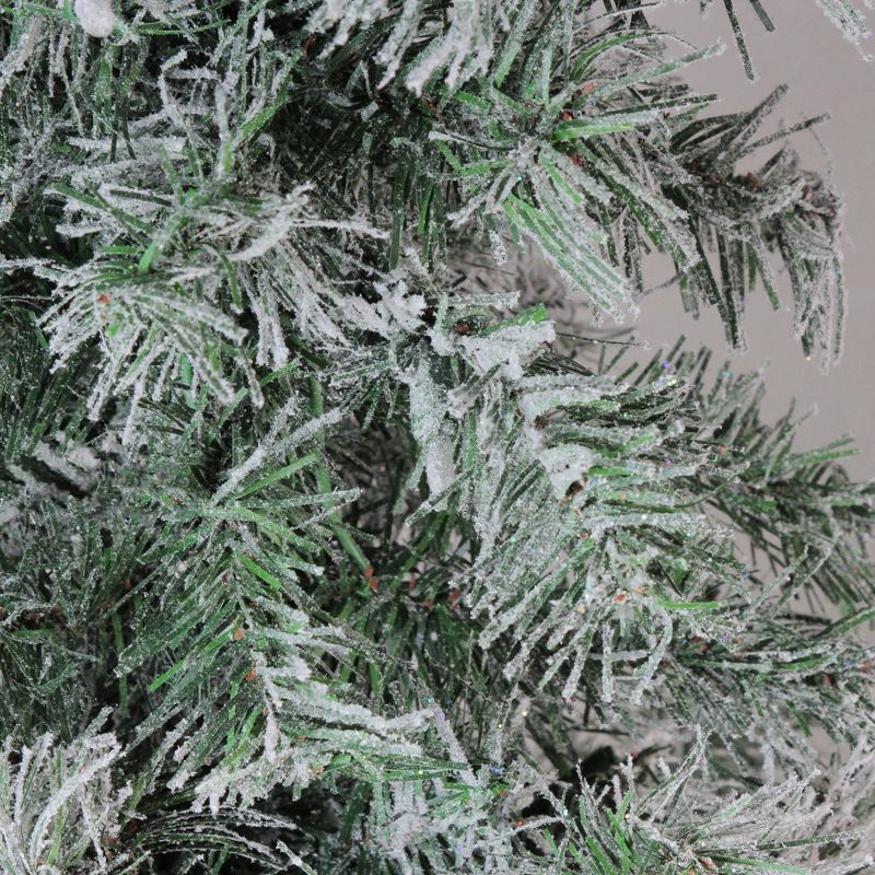 Northlight 6 FT Slim Flocked and Glittered Woodland Alpine Artificial Christmas Tree â€“ Unlit, 3 of 4