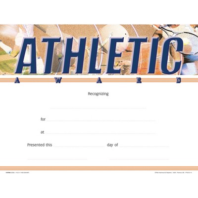 Hammond & Stephens Athletic Recognition  Award - Fill in the Blank, 11 x 8-1/2 inches, pk of 25