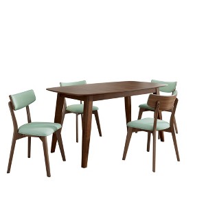 Christopher Knight Home Walton 5 Pieces Mid-Century Modern Rubberwood Upholstered Dining Set - 1 of 4
