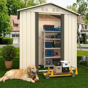 MOEPISY Outdoor Storage Garden Shed 5FTx3FT Apex Roof White - 1 of 4