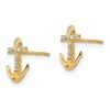 Black Bow Jewelry Children's 14k Yellow Gold & CZ 9mm Anchor Cross Post Earrings - image 2 of 4