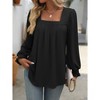 Womens Tops for Fall/Spring Square Neck Long Sleeve Blouse Ruffle Cuffed Pleated Flowy Peasant Blouse Smocked Long Sleeve Tops - 4 of 4