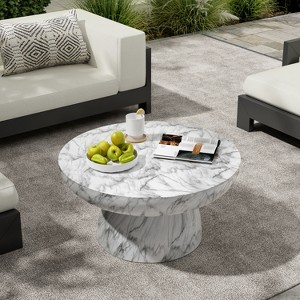 Christopher Knight Home Shipley Outdoor Handcrafted Lightweight Concrete Round Coffee Table - 1 of 4