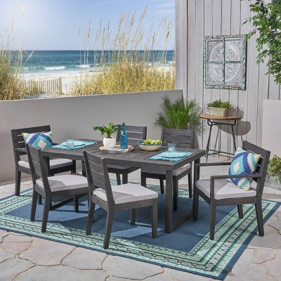 Nestor 7pc Acacia Wood Dining Set - Dark Gray/Light Gray - Christopher Knight Home