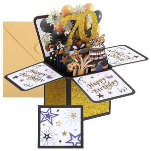 Unique Bargains 3D Handcrafted Pop-Out Funny Greeting Card Black Gold - 1 of 4
