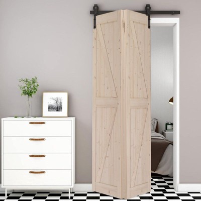 Karl Home 60in Sliding Barn Door Hardware Kit for 2 Doors, J Shape,No Door