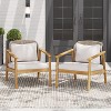 Christopher Knight Home Adcock Patio Woven Rope Acacia Wood Club Chair with Cushion (Set of 2), Brown - 2 of 4