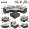 7-Piece Wicker Patio Conversation Set, All-Weather Rattan Sofa with Coffee Table, Thick Cushions, Colorful Pillows – Maison Boucle - 4 of 4