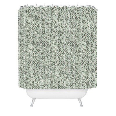 Holli Zollinger Deco Leopard Shower Curtain Green - Deny Designs