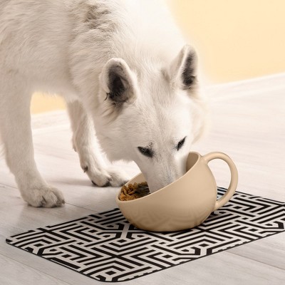 Large White Sand Non-Slip Dog Food and Water Bowl