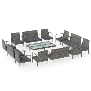 vidaXL Patio Lounge Set Set of 16 Gray - 1 of 4