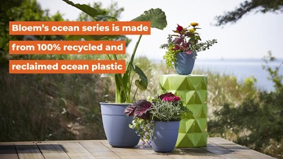 Hopson Mid-Century 5" Charcoal Gray Round Plastic Planter with Metal Stand