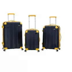 Rockland Sonic 3pc ABS Upright Hardside Carry On Luggage Set - Navy