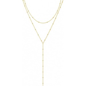 Lariat Y-Necklace for Women, 14K Gold/Silver Plated CZ Beaded Drop Pendant - 1 of 4