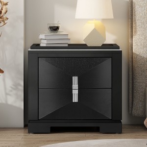 Sapphtopaz Retro Nightstand with Storage Drawer Wood Diamond Shaped Side Table with Silver Metal Handle Storage Closet for Bedroom,Living Room - 1 of 4