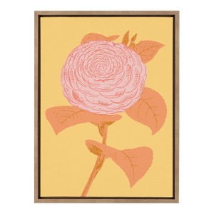Kate and Laurel Sylvie Peony in Yellow Framed Canvas by Apricot and Birch, 18x24, Gold - 1 of 4