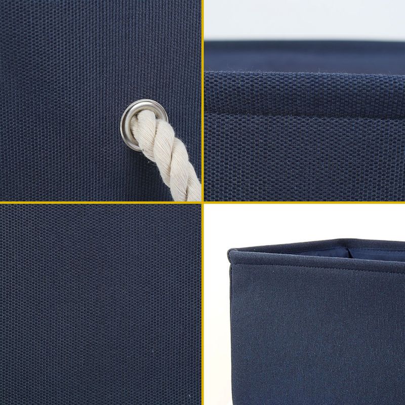 Unique Bargains Home Closet Clothes Box Cotton Fabric Decorative Storage Bins Medium Dark Blue 1 Pc, 2 of 7