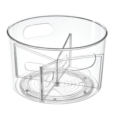 iDesign Recycled Plastic Turntable Organizer with Removable Dividers, The Linus Collection - 10.5" x 10.5" x 6.36", Clear