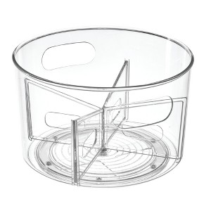 iDesign Recycled Plastic Turntable Organizer with Removable Dividers, The Linus Collection - 10.5" x 10.5" x 6.36", Clear - 1 of 4