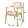 Christopher Knight Home Evelyn Mid-Century Modern Wood Upholstered Dining Chair with Rattan-Weave Backrest (Set of 2) - 3 of 4