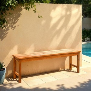 GDFStudio Clark Patio Slat-Top Acacia Solid Wood 53" Bench - 1 of 4