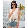 Whizmax Tassel Demin Vest  For Women Sleeveless Cowboy Stitching Color Blocking 70s Hippie Singal Button Crop Outwear Vests - 2 of 4
