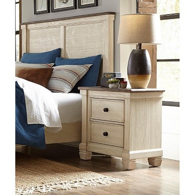NicBex Nightstand with 2 Drawers,18 inch Side Table with Bracket Feet and Dovetail Design,Modern Bedside Table for Bedroom,Living Room,Gray/White
