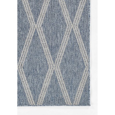Blue Geometric Flat Woven Synthetic Indoor/Outdoor Rug 2' x 3'