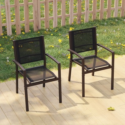 Sonkuki Outdoor Stacking Dining Chairs with breathable textile fabric