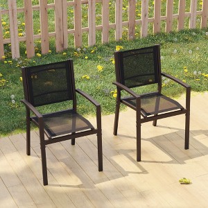 Sonkuki Outdoor Stacking Dining Chairs with breathable textile fabric - 1 of 4