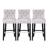 WestinTrends 29" Linen Tufted Buttons Upholstered Wingback Bar Stool (Set of 3) - 3 of 4