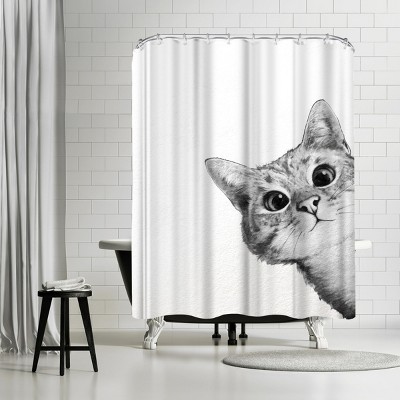 Americanflat Sneaky Cat by Laura Grave 71" x 74" Shower Curtain