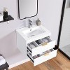 NicBex Floating Bathroom Vanity with White Ceramic Sink,Modern Bathroom Sink Vanity with 2 Drawers,24" Bathroom Sink Cabinet for Bathroom,White - 2 of 4