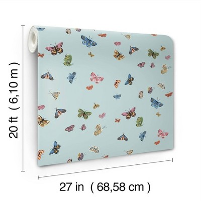 Rifle Paper Co. Butterfly House Light Blue Peel and Stick Wallpaper